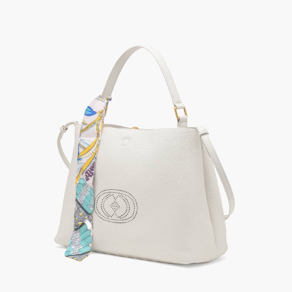 La Carrie BORSA SHOPPING DRILLED CREMA Economico