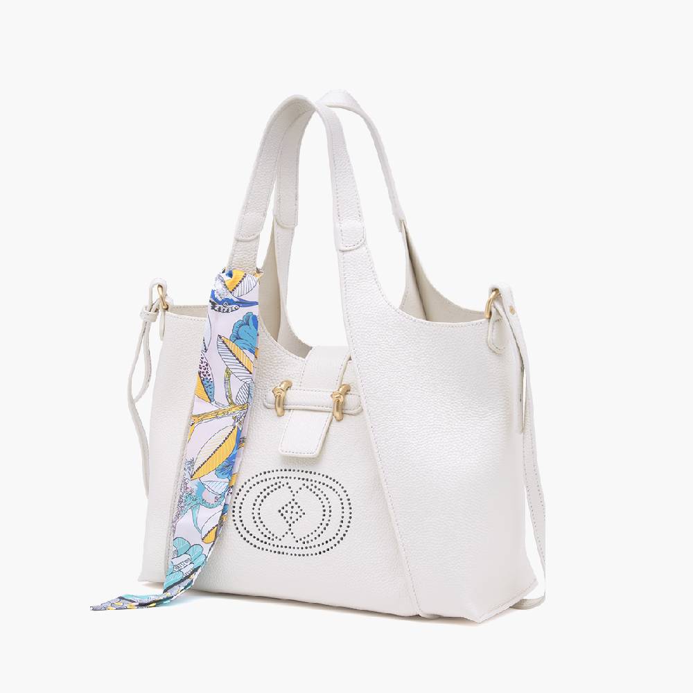 La Carrie BORSA SHOPPING DRILLED CREMA Offerte