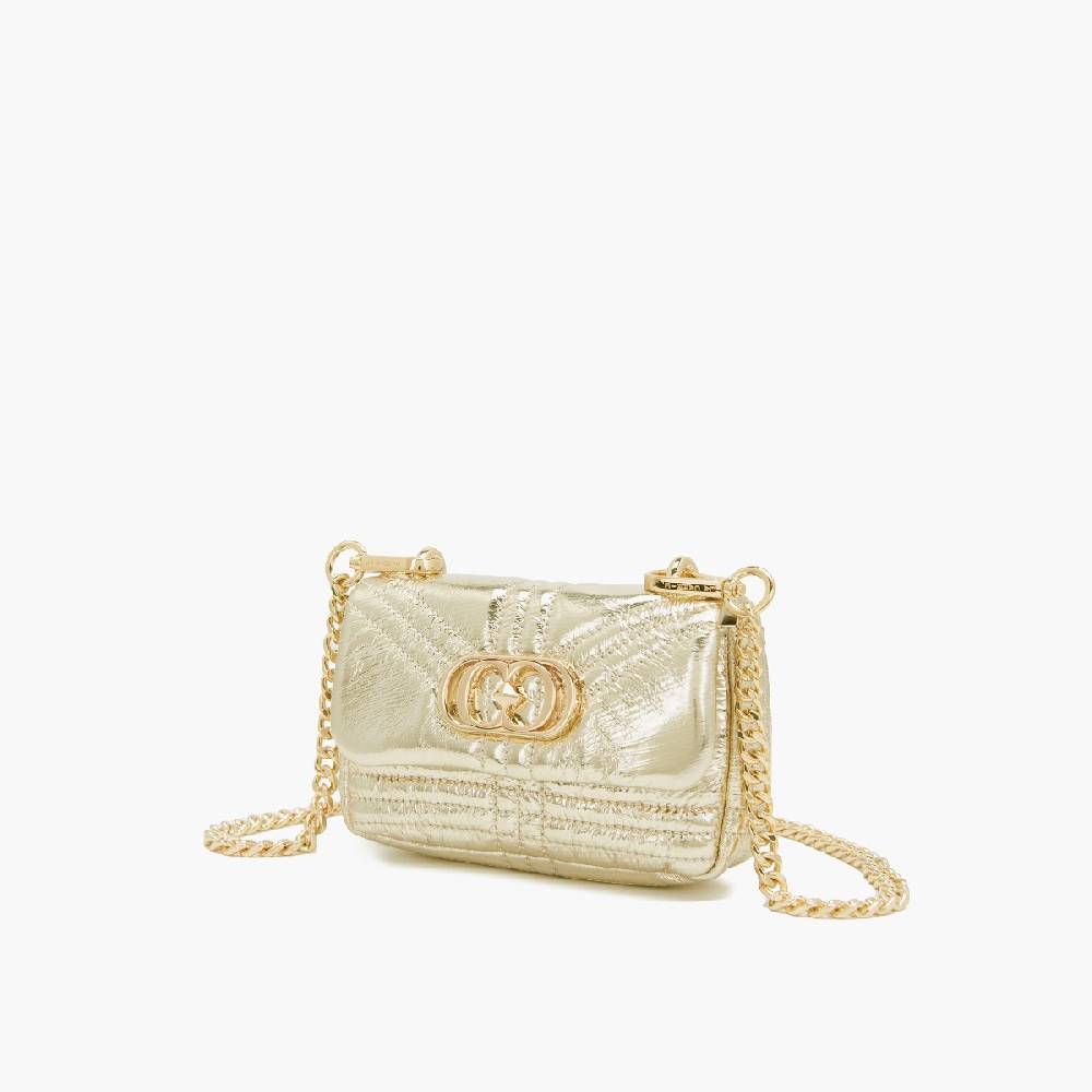 La Carrie MINI BORSA A SPALLA SHINY GOLD Vendita Calda