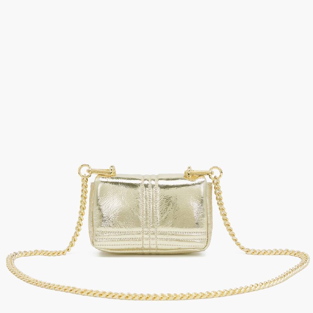 La Carrie MINI BORSA A SPALLA SHINY GOLD Vendita Calda