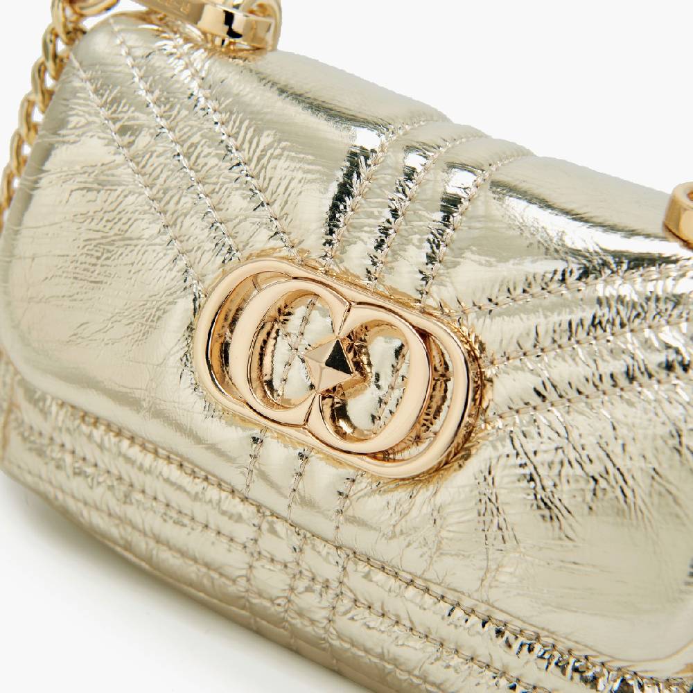 La Carrie MINI BORSA A SPALLA SHINY GOLD Vendita Calda