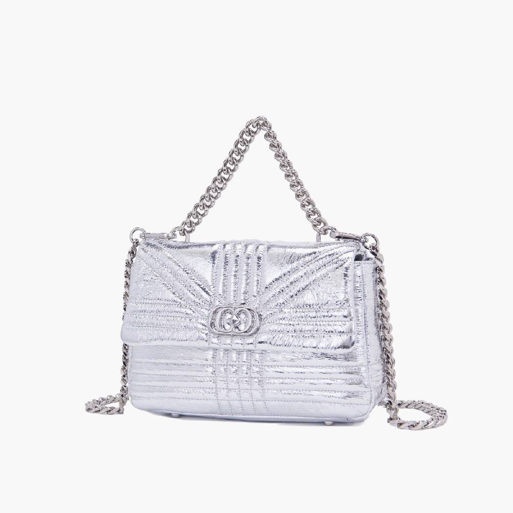 La Carrie BORSA A MANO SHINY SILVER In Saldo