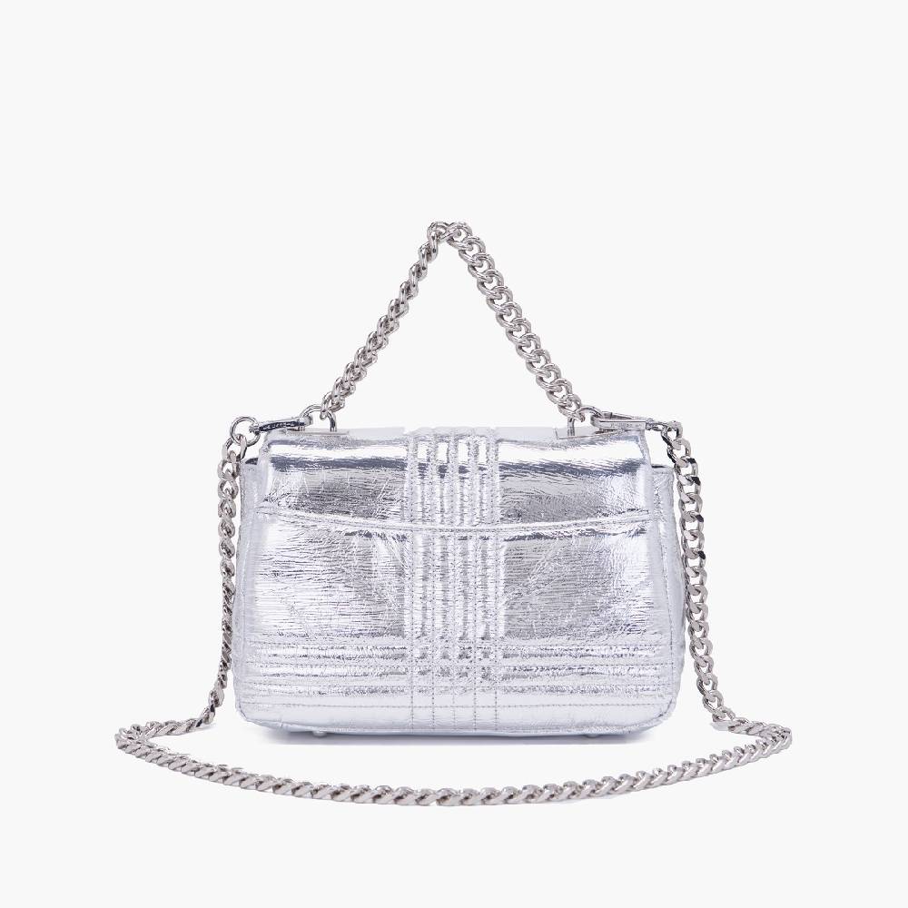 La Carrie BORSA A MANO SHINY SILVER In Saldo
