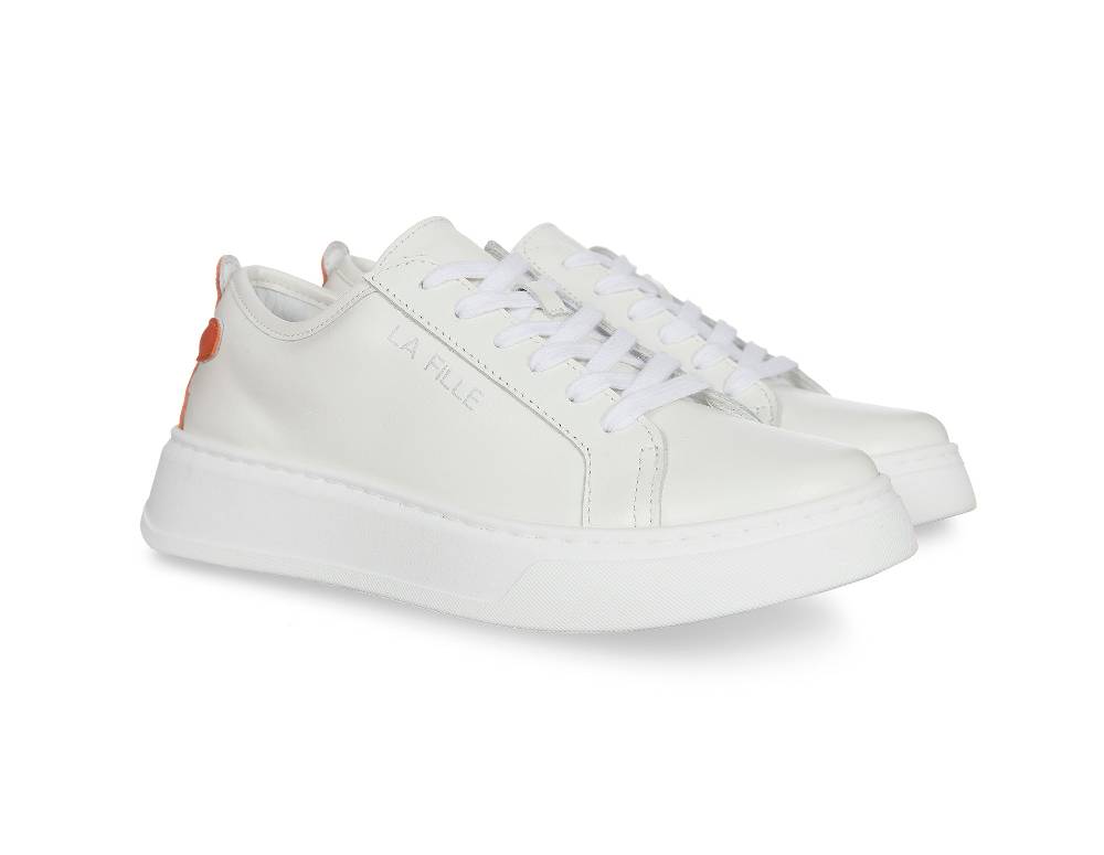 L.Pucci Sneakers P91212P Ecru-Orange Consegna Veloce