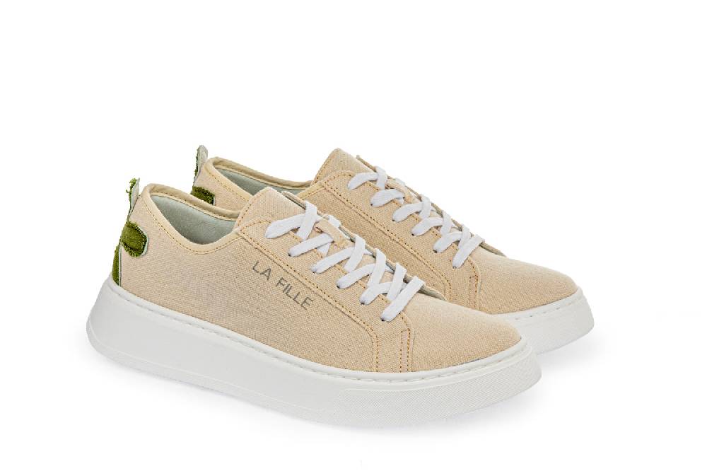 L.Pucci Sneakers P91222C Ecru-Green Affare Del Giorno