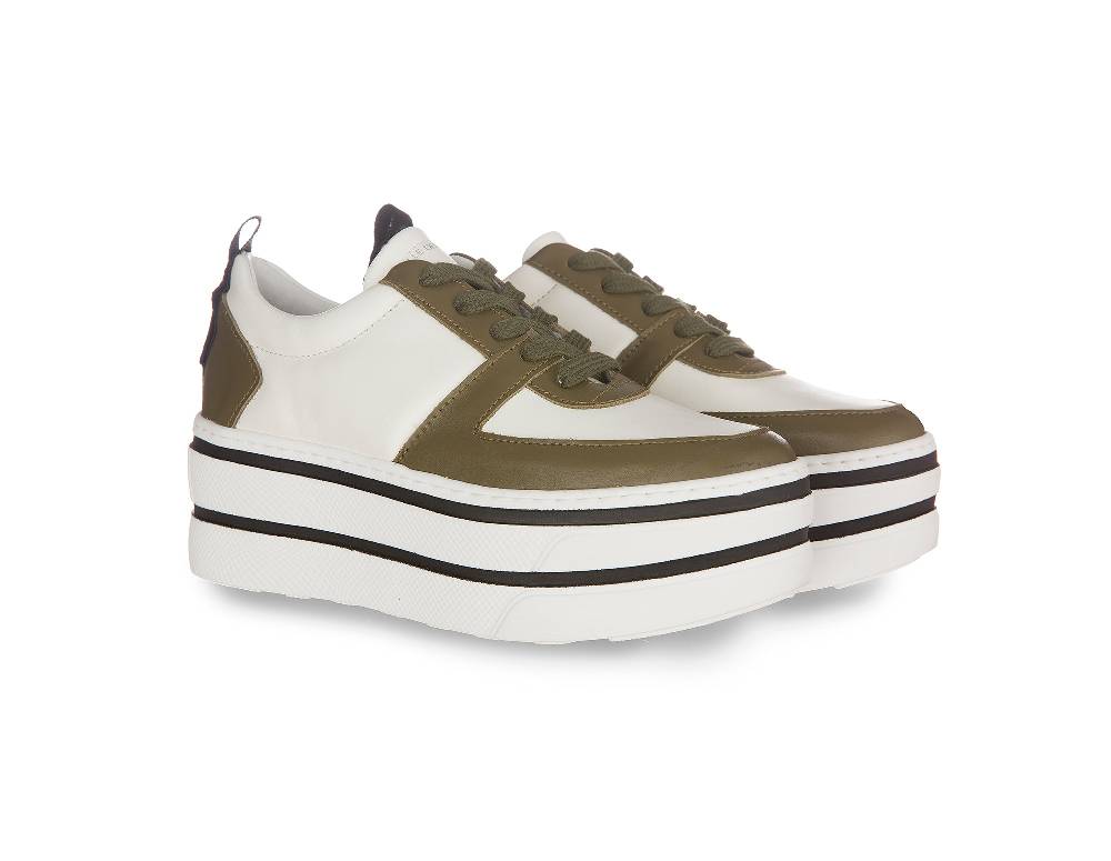 L.Pucci Oklahoma Leather White-Green Aviation Fino al 65% di sconto