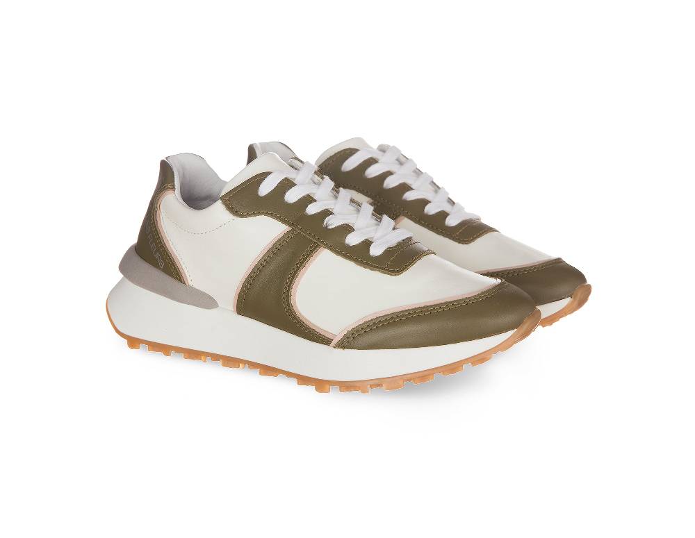 L.Pucci Missouri Leather White-Green Aviation Sostegno trimestrale