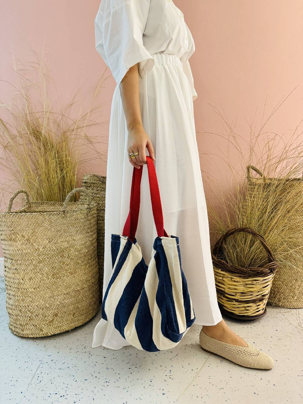 La Sellerie Portofino bag blu righe larghe Saldi Di Fabbrica