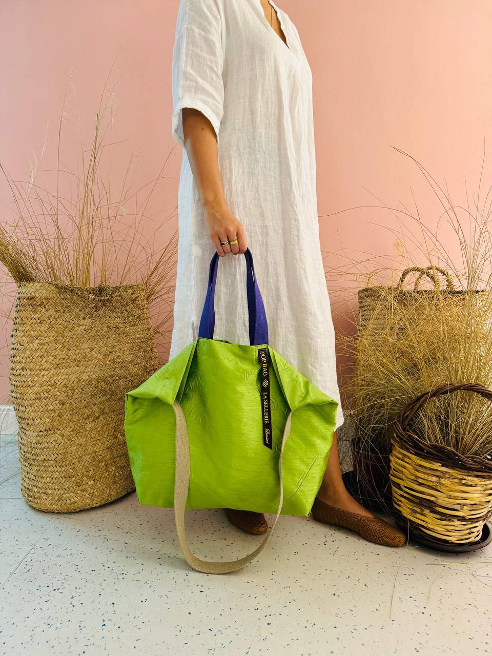 La Sellerie POP BAG Shantung verde mela Prezzo Ridotto