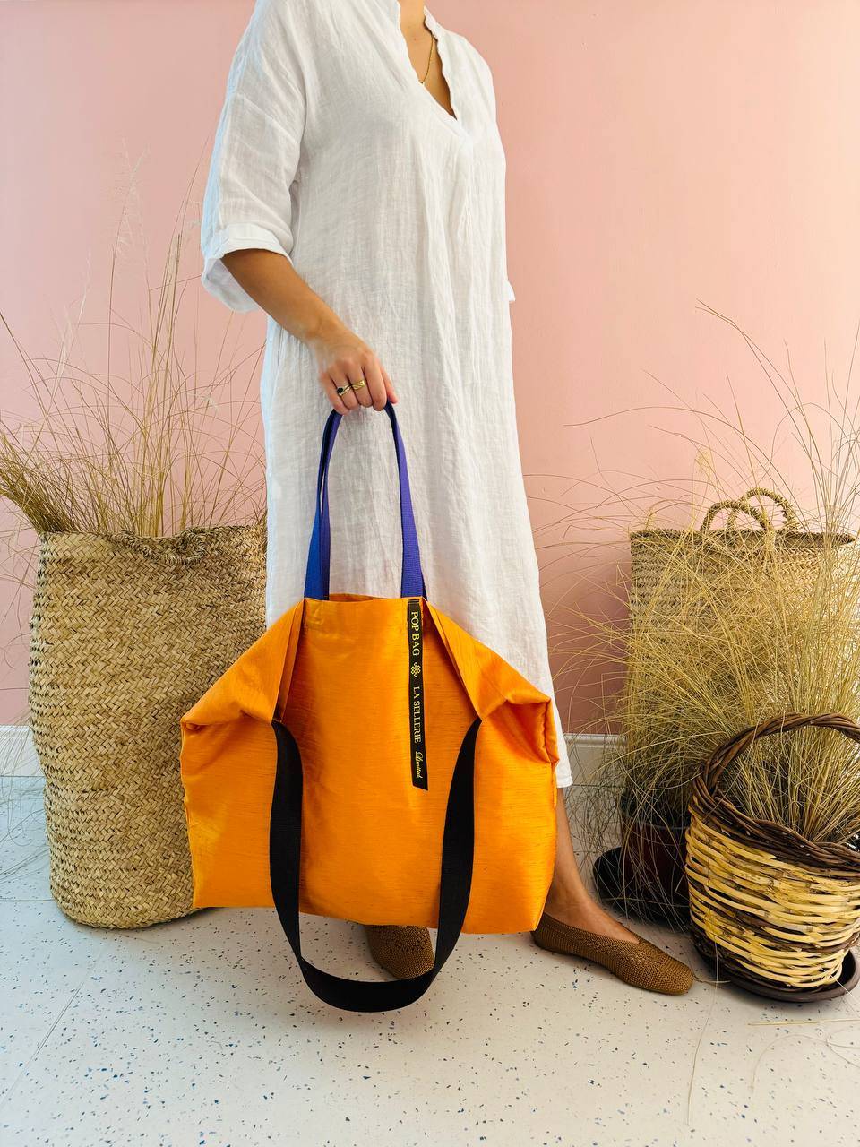 La Sellerie POP BAG Shantung arancio Offerta