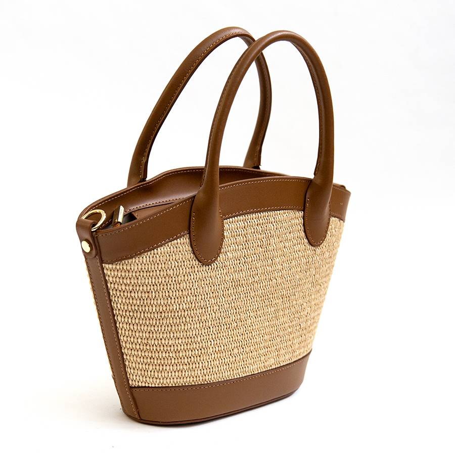Laura Di Maggio FORMENTERA – Borsa in pelle e rafia cuoio Online