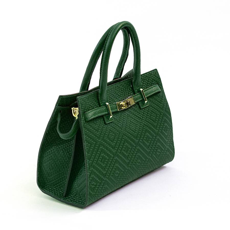 Laura Di Maggio KELLY – Borsa in pelle serigrafata verde Offerte