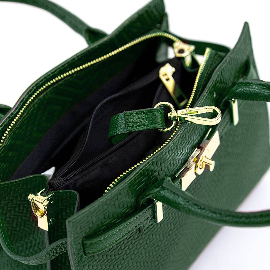 Laura Di Maggio KELLY – Borsa in pelle serigrafata verde Offerte