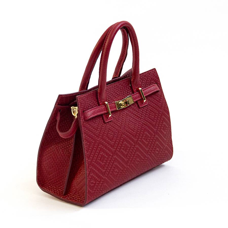 Laura Di Maggio KELLY – Borsa in pelle serigrafata rossa Vendita Economica