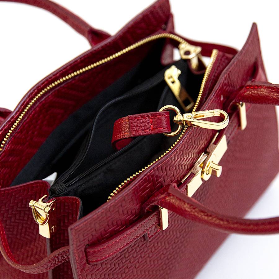 Laura Di Maggio KELLY – Borsa in pelle serigrafata rossa Vendita Economica