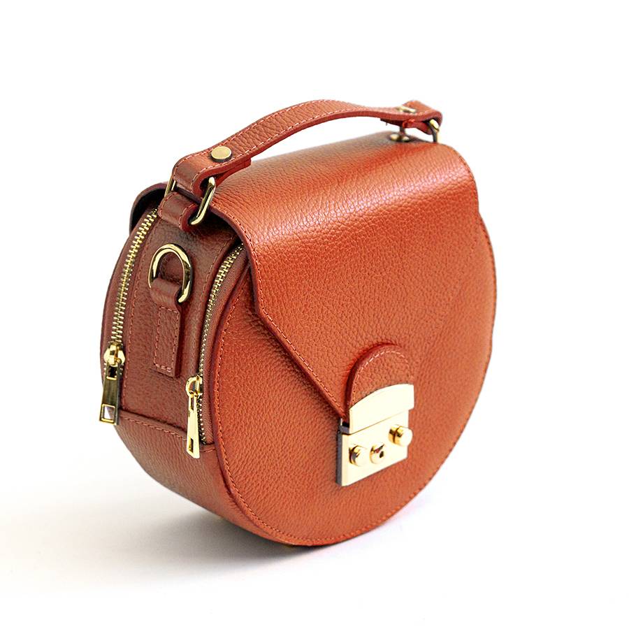 Laura Di Maggio CIRCLE – Borsa tonda in pelle arancio Negozio