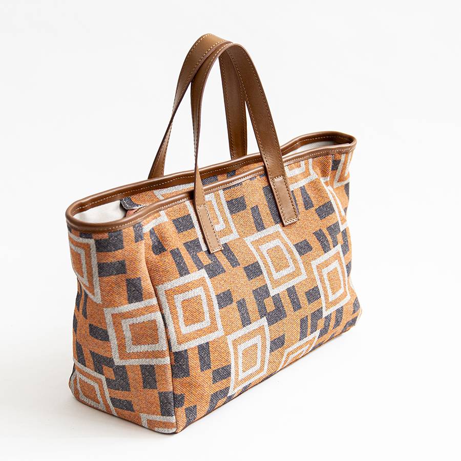 Laura Di Maggio MILANO FANTASY – Borsa in pelle e camoscio stampato arancio 2025