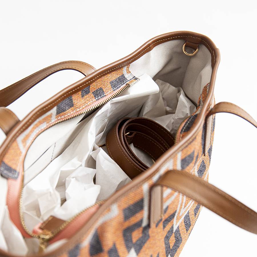 Laura Di Maggio MILANO FANTASY – Borsa in pelle e camoscio stampato arancio 2025