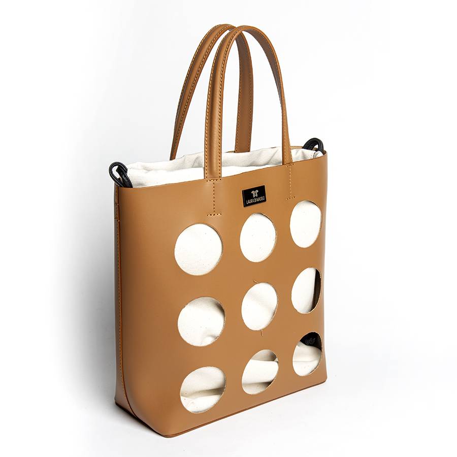 Laura Di Maggio NOAH TOTE – Borsa in pelle elegant traforata cuoio Pezzi Unici