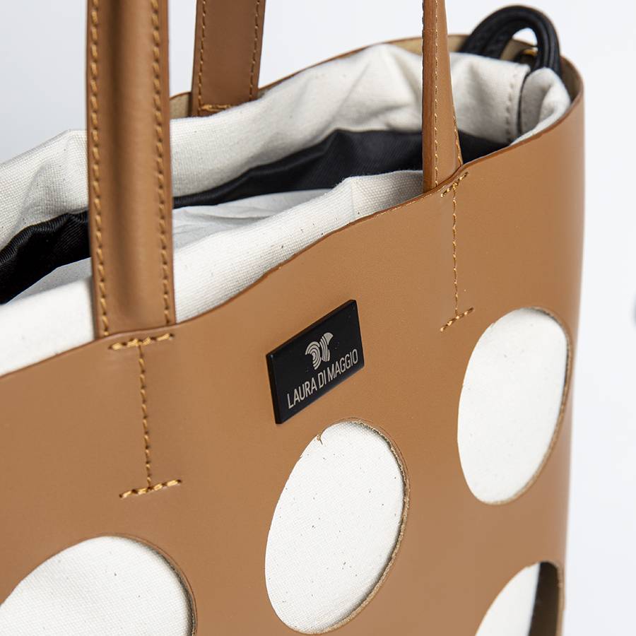 Laura Di Maggio NOAH TOTE – Borsa in pelle elegant traforata cuoio Pezzi Unici