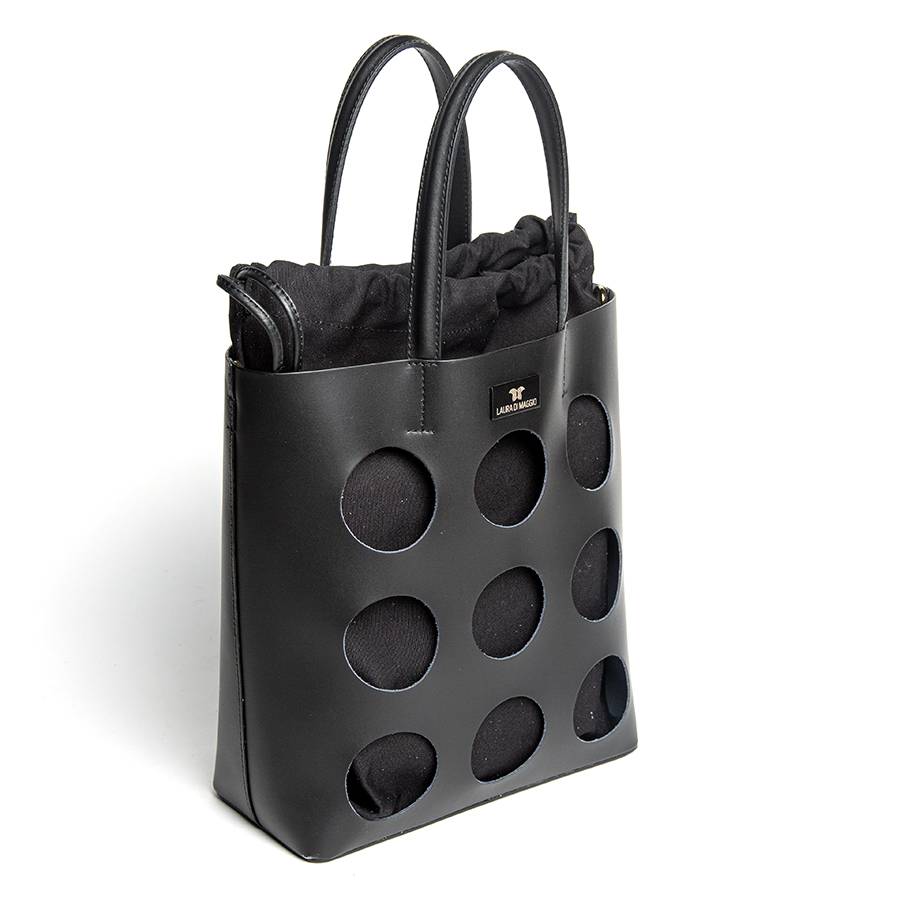 Laura Di Maggio NOAH TOTE – Borsa in pelle elegant traforata nera Soddisfazione Garantita
