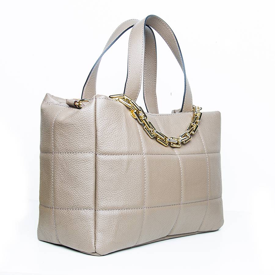 Laura Di Maggio TYRA – Borsa in pelle dollaro trapuntato beige Online