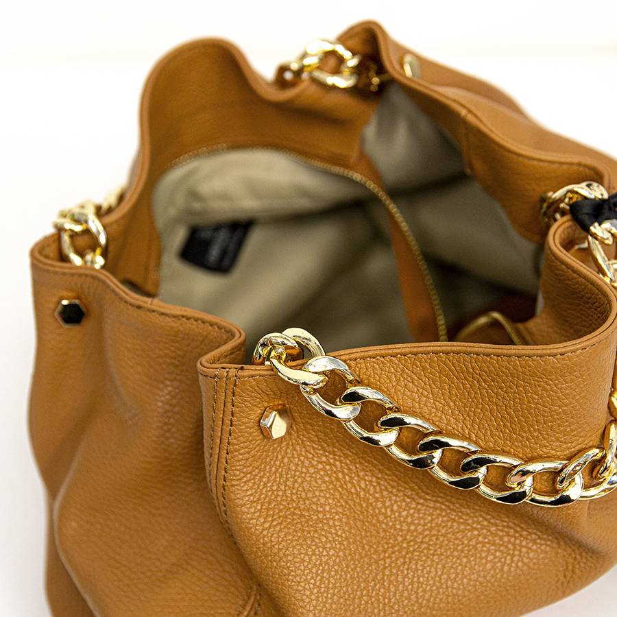 Laura Di Maggio PEACH – borsa a mano con catena in pelle cuoio Saldi