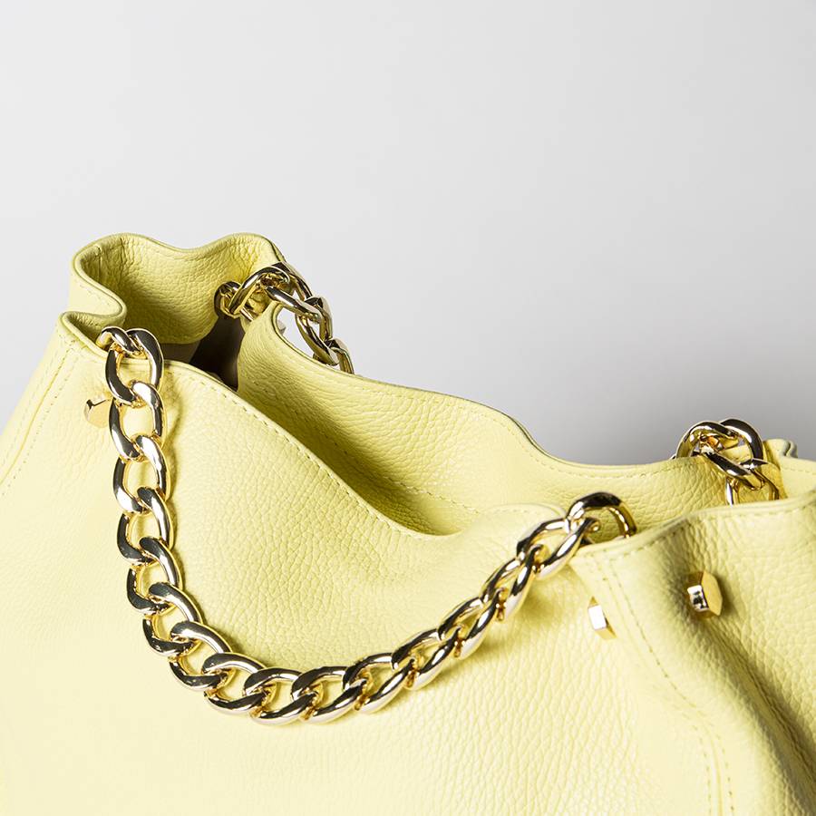 Laura Di Maggio PEACH – borsa a mano con catena in pelle limone Offerte