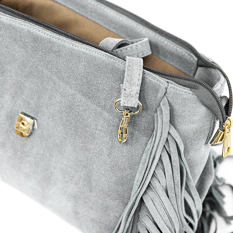 Laura Di Maggio EMMA – borsa grigia in camoscio con frange Hotsell