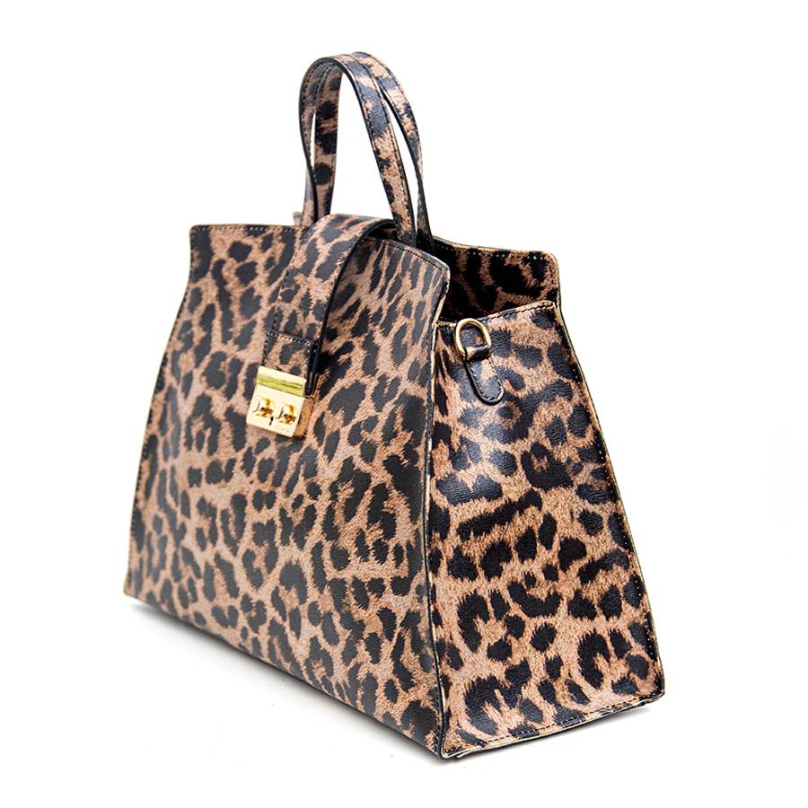 Laura Di Maggio LEOPARD BIG – Borsa in pelle saffiano stampa leopardo Negozio