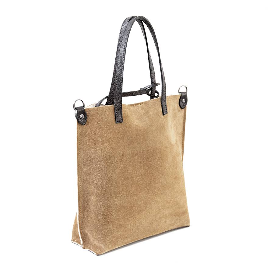 Laura Di Maggio TRUDI – borsa in camoscio ed eco montone taupe In Saldo