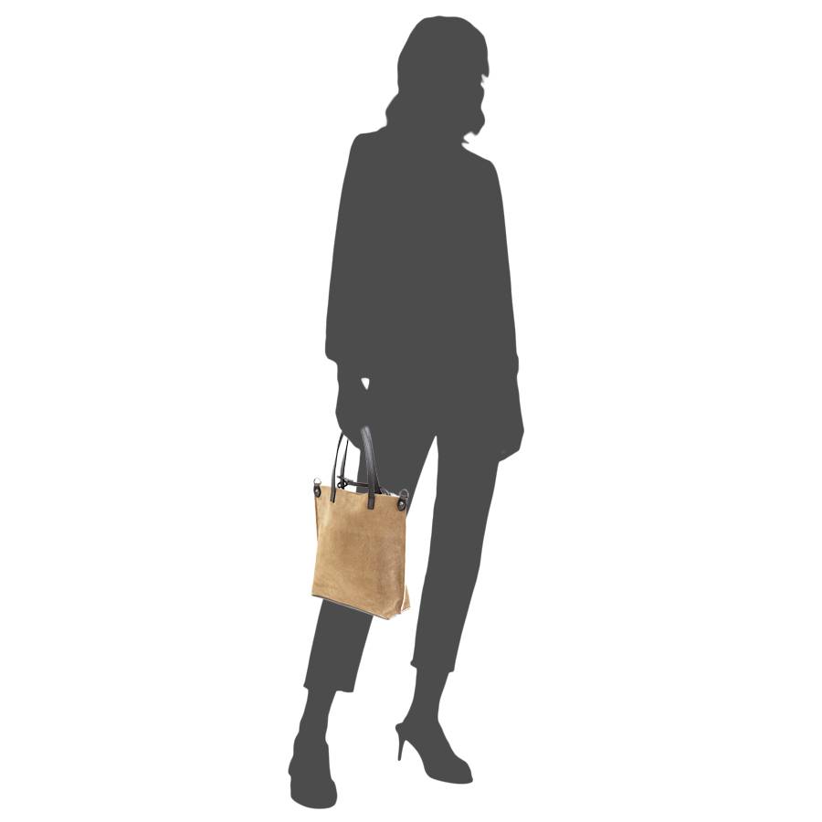 Laura Di Maggio TRUDI – borsa in camoscio ed eco montone taupe In Saldo