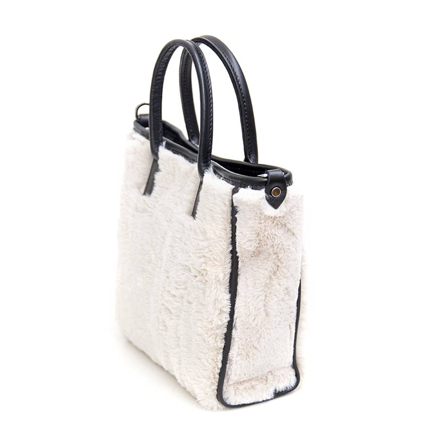 Laura Di Maggio MOSCA – Borsa in pelo ecologico e pelle soft panna 2025