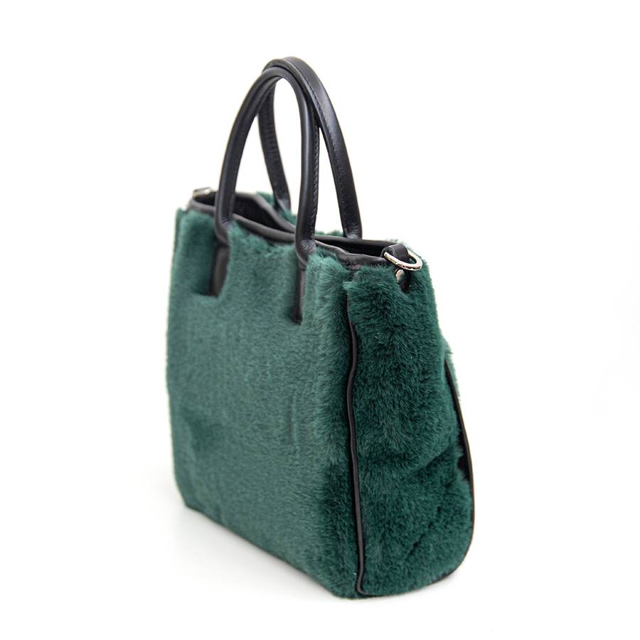 Laura Di Maggio MOSCA – Borsa in pelo ecologico e pelle soft verde Italy