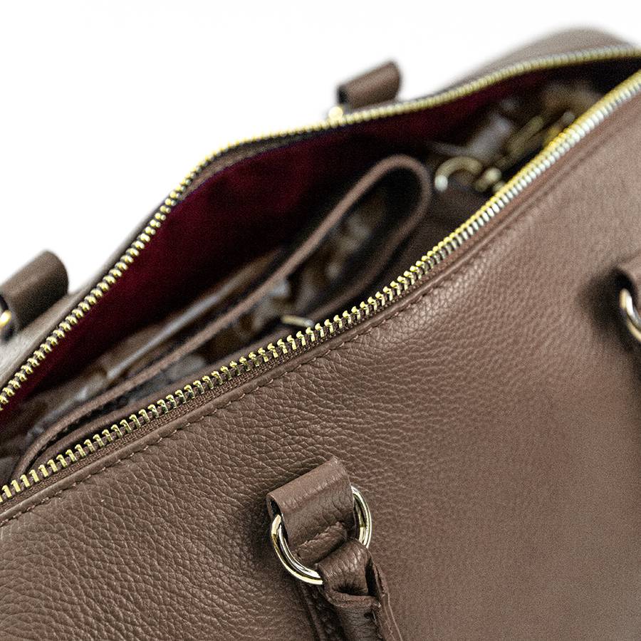 Laura Di Maggio BUBBLE – Bauletto in pelle dollaro taupe In Linea