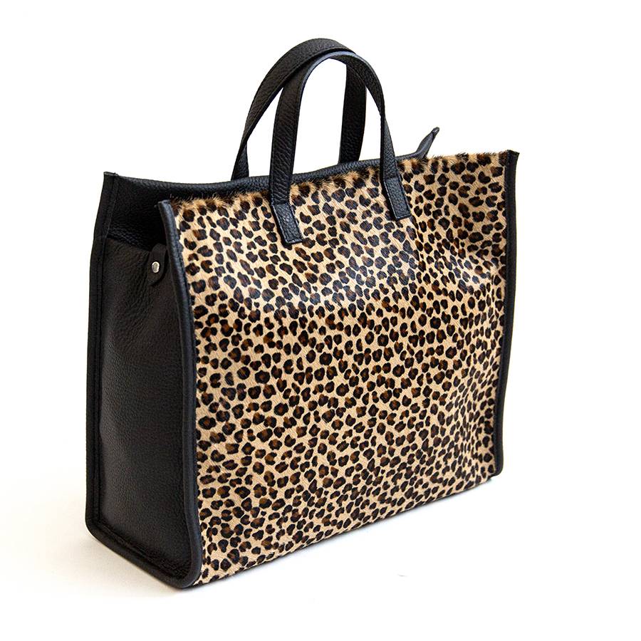 Laura Di Maggio ESSENCIAL – maxi borsa in pelle e cavallino maculato Vendita