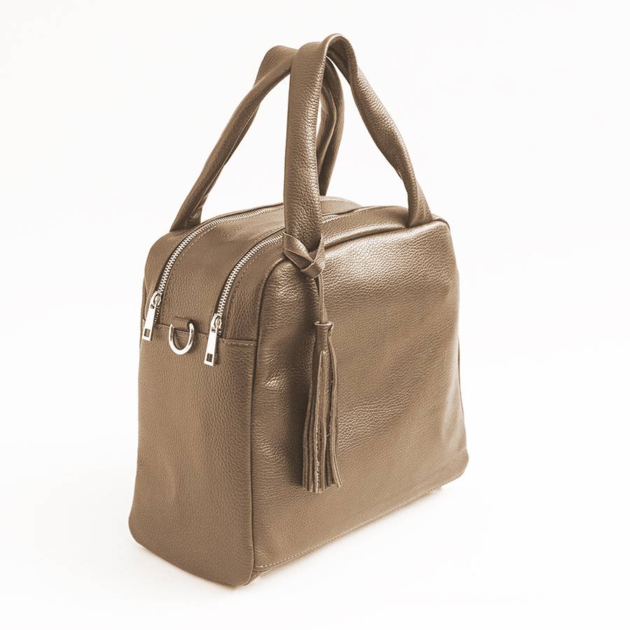 Laura Di Maggio SARA – bauletto a due zip in pelle taupe Shopping Online