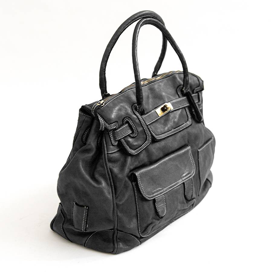 Laura Di Maggio GINEVRA – borsa in pelle slavata nera Presa