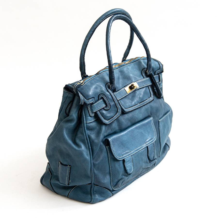 Laura Di Maggio GINEVRA – borsa in pelle slavata petrolio Sconto