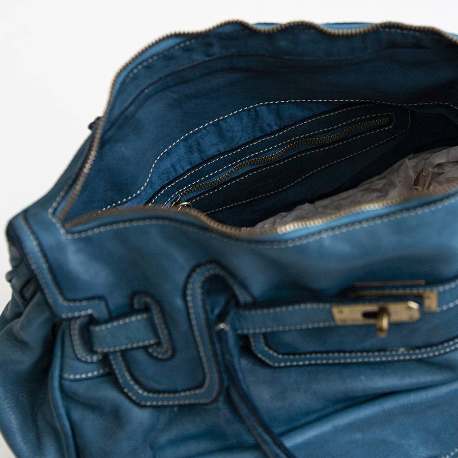 Laura Di Maggio GINEVRA – borsa in pelle slavata petrolio Sconto