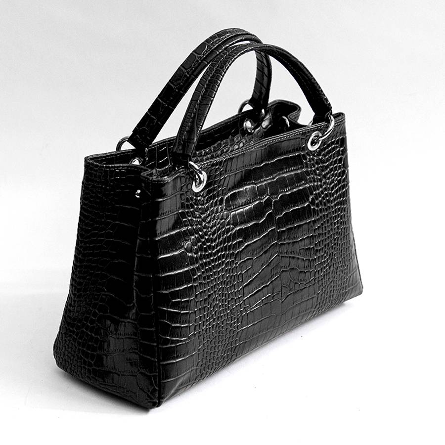Laura Di Maggio MISTY – bauletto in pelle stampa cocco nero Saldi