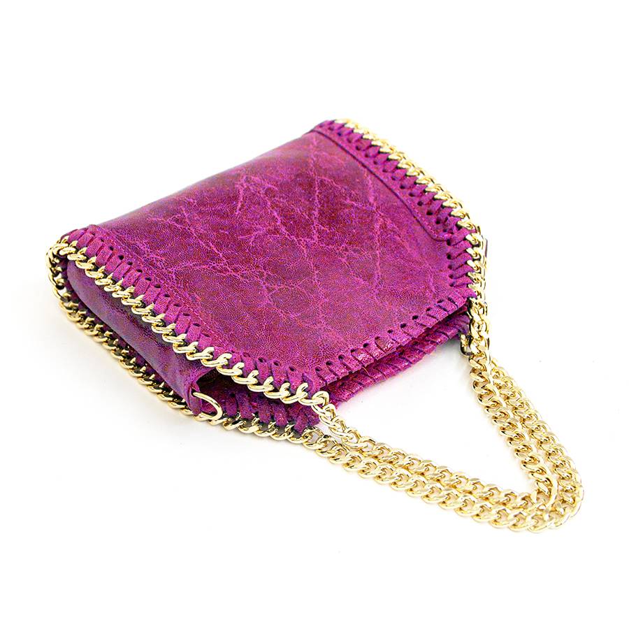 Laura Di Maggio LUMI – Borsa con catene in pelle vintage fuxia Promozione Limitata