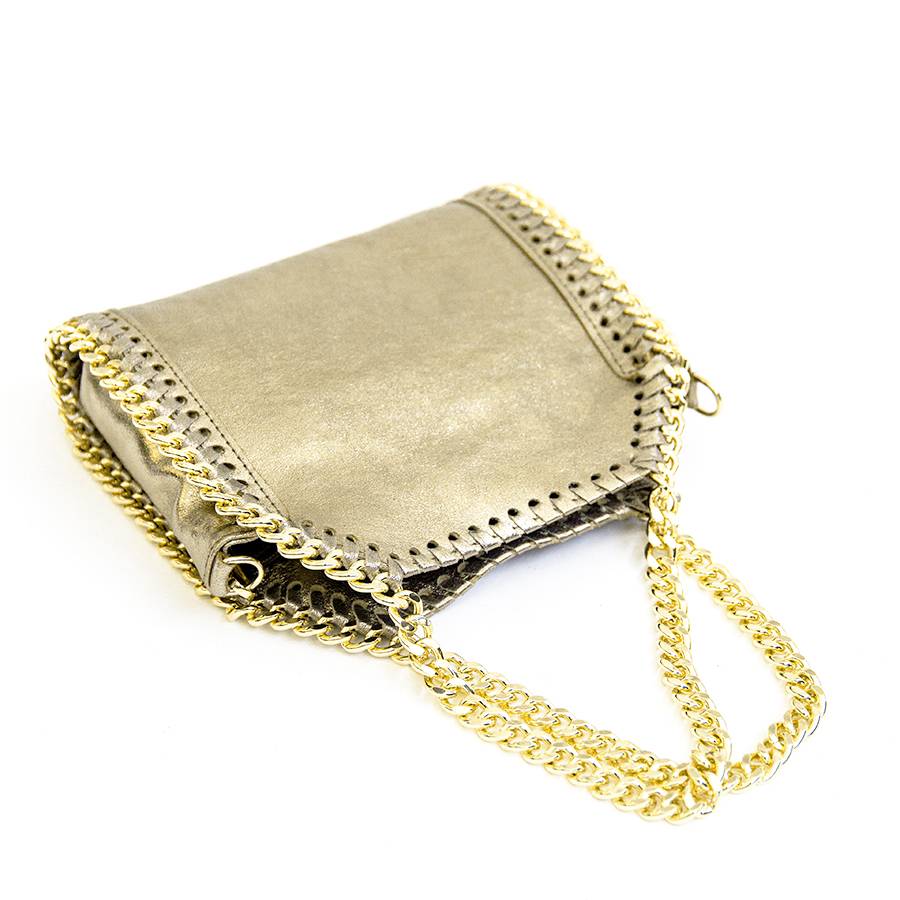 Laura Di Maggio LUMI – Borsa con catene in pelle laminata platino Fino Al -60%