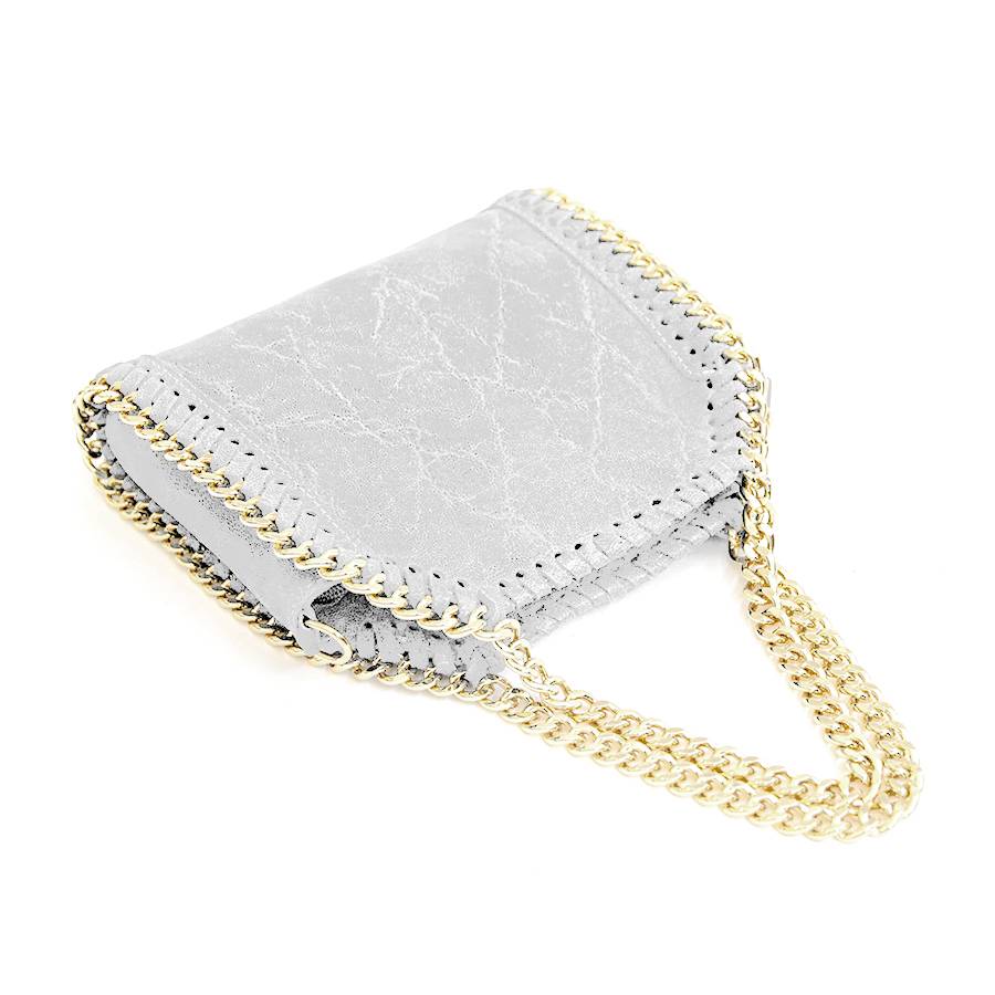 Laura Di Maggio LUMI – Borsa con catene in pelle vintage bianca Shopping Online