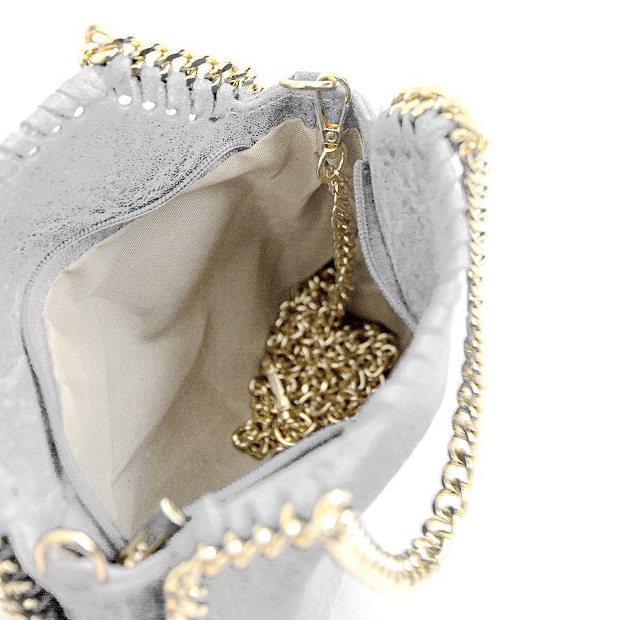 Laura Di Maggio LUMI – Borsa con catene in pelle vintage bianca Shopping Online