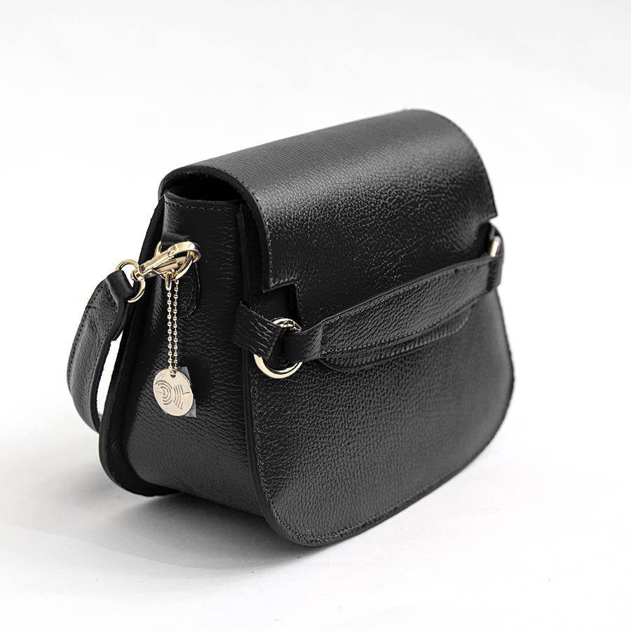 Laura Di Maggio SALLY – Postina con patta in pelle nera Sottocosto