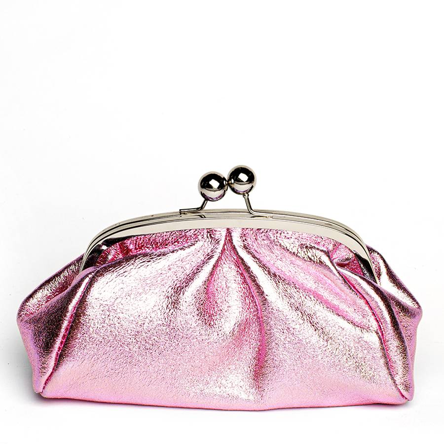 Laura Di Maggio CLUTCH – borsetta in pelle laminata rosa Vendita