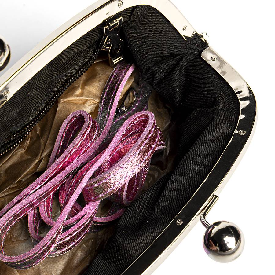 Laura Di Maggio CLUTCH – borsetta in pelle laminata rosa Vendita