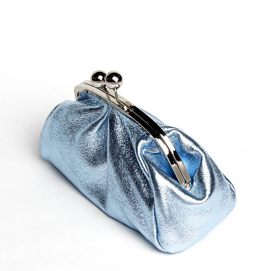 Laura Di Maggio CLUTCH – borsetta in pelle laminata azzurra Pezzi Unici