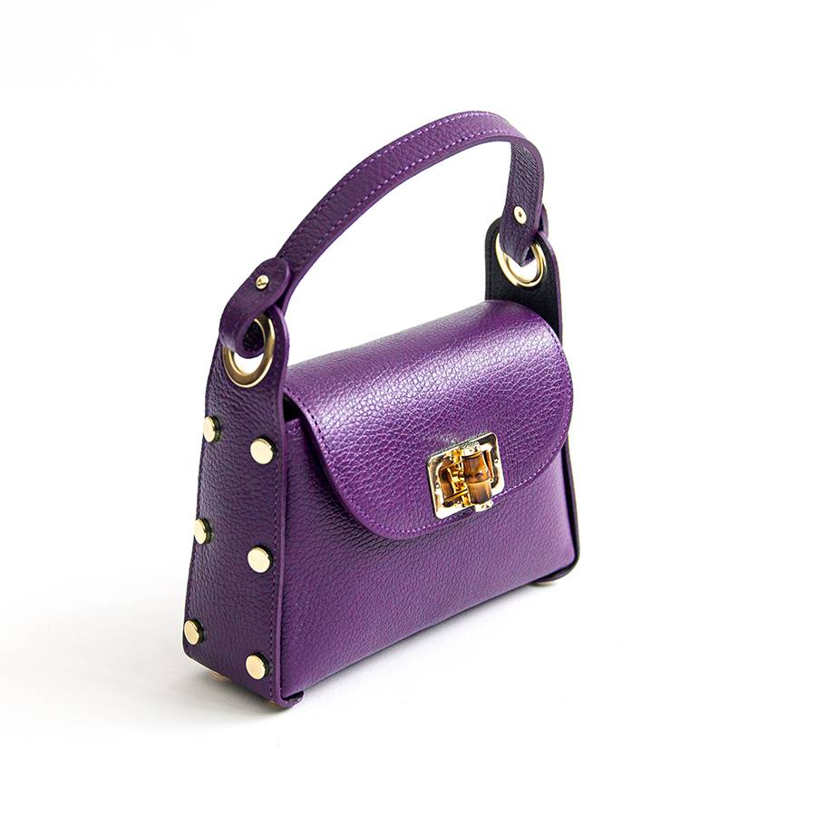 Laura Di Maggio BAMBU’ – borsetta con borchie in pelle viola Fino Al -60%